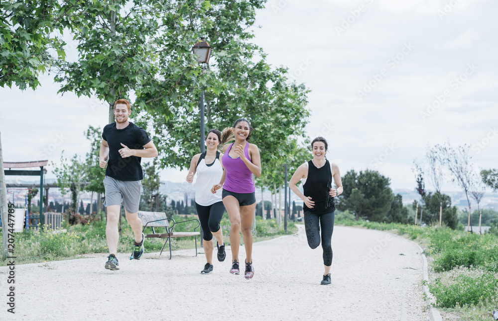 Fototapeta premium Friends during the workout outdoors