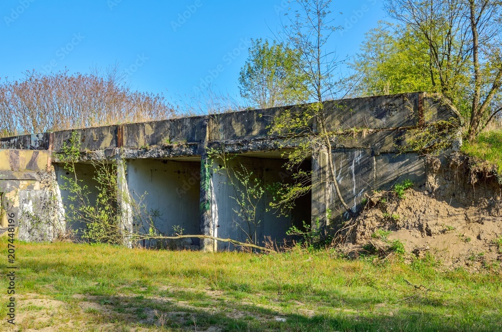 Old abandoned building. Destroyed building after a military unit.