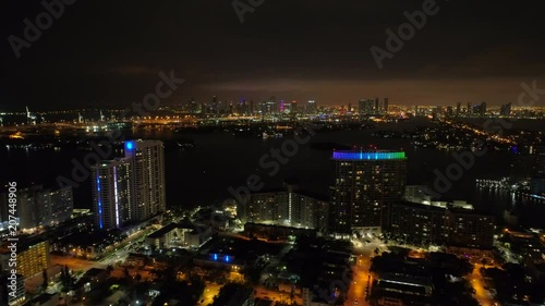 Wallpaper Mural Night drone footage Miami Beach and Downtown city lights Torontodigital.ca
