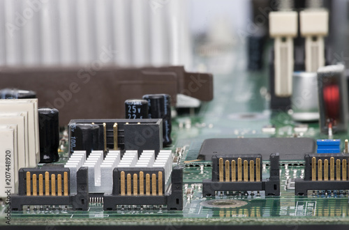 Electronic components are mounted on the device board Chips diodes capacitors chokes