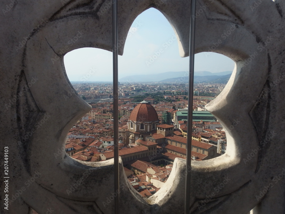 Fototapeta premium Włochy, Wenecja - rozeta, widok z dzwonnicy przy katedrze Santa Maria del Fiore