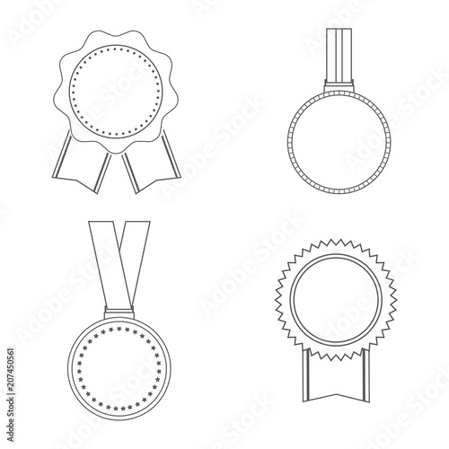 Medals Icons isolated on white background. Set of Medals symbol for your web site design, logo, app, UI. Award medals  in gray. Vector illustration EPS10. 