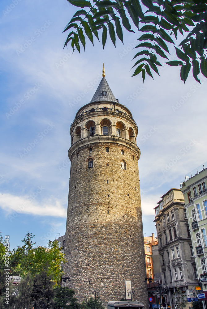Istanbul, Turkey, 31 July 2006: The Galata Tower in the Karakoy district of Istanbul