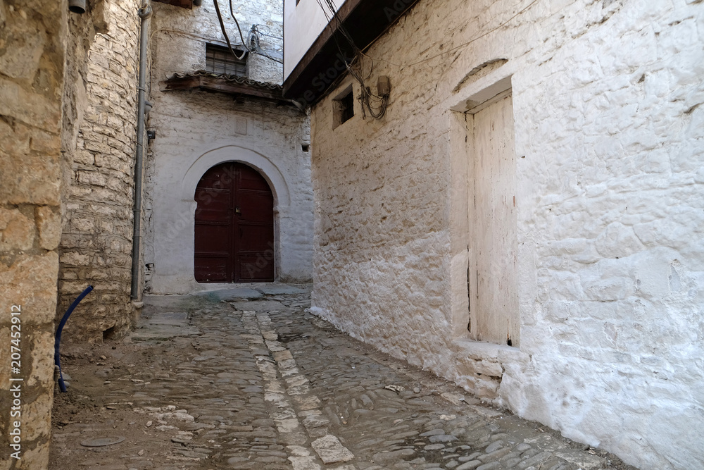 Traditional ottoman house in old town Berat known as the White City of Albania 