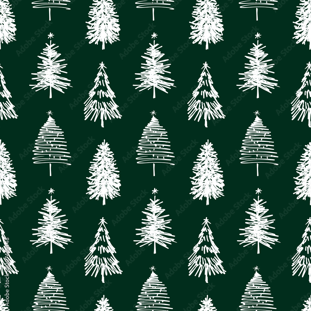 Seamless background of christmas trees