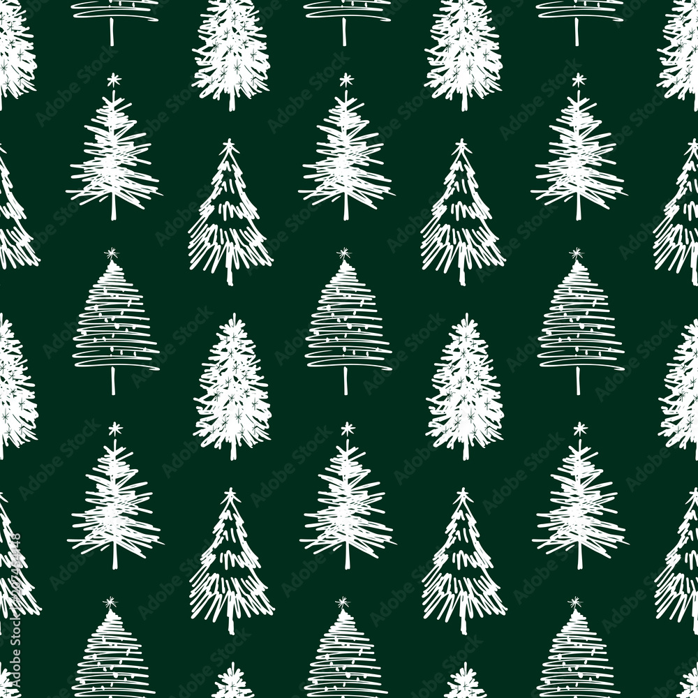 Obraz premium Seamless background of christmas trees