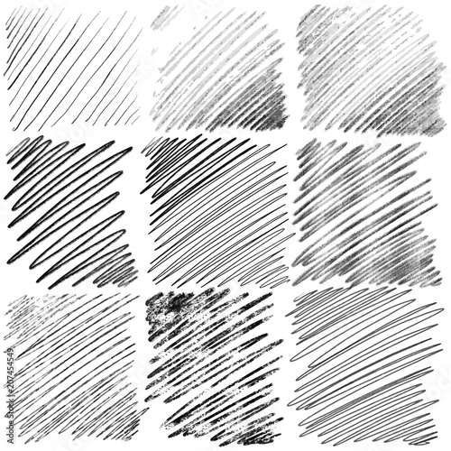 Set of diagonal hand drawn lines by pen