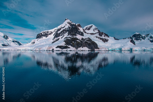  Panoramic view of glaciers and icebergs in Paradise Harbor, Antarctica