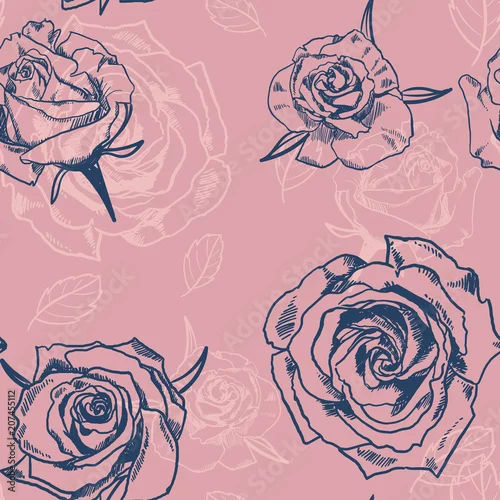 Tapety Wektor bez szwu wzór róży