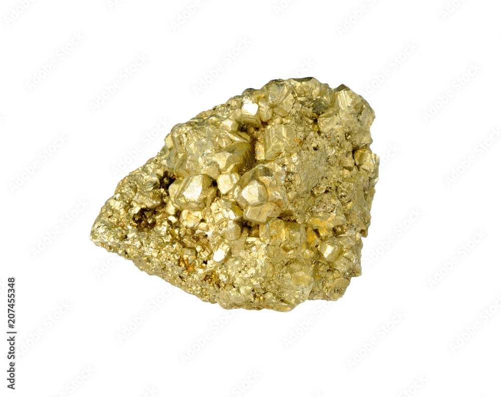 Pyrite mineral on white background