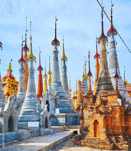 To get lost among stuas of Nyaung Ohak, Indein, Inle Lake, Myanmar photo