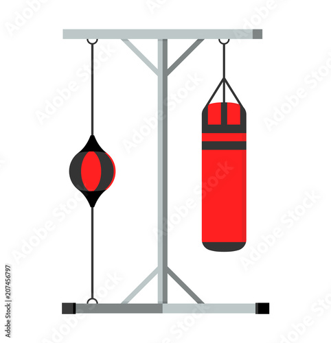 Vector illustration. Boxing punch on stand.