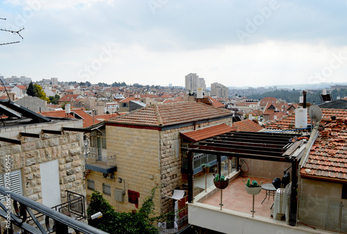 Red-brown city roofs