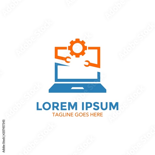 computer and repair service logo vector illustration design