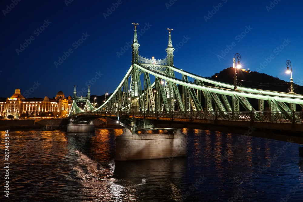 Obraz premium Liberty bridge (Szabadsag hid)at night in Budapest,Hungary.