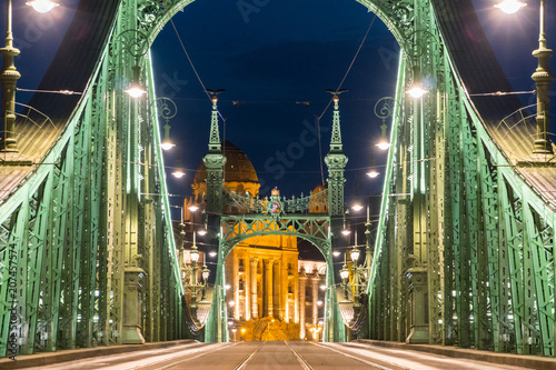  Night view of a Liberty bridge (Szabadsag hid)  in  Budapest,Hungary.