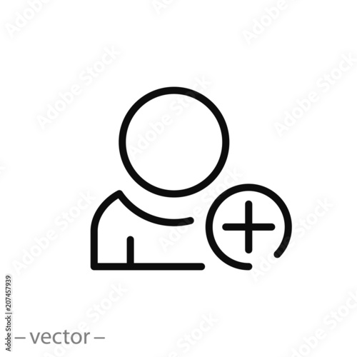 add new user account icon, line sign - vector illustration eps10