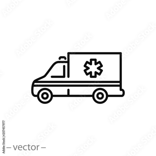 ambulance icon - line sign, vector illustration eps10