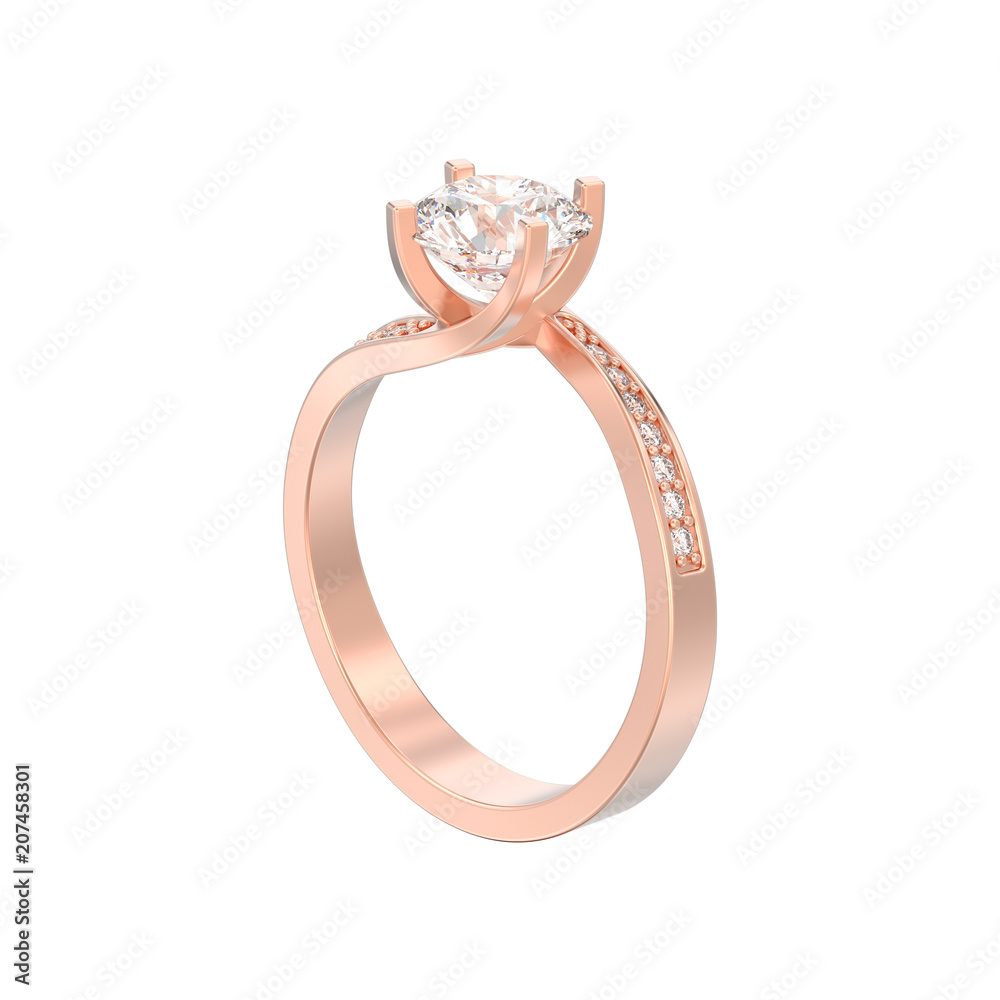3D illustration isolated rose gold engagement illusion twisted diamond ring 3D illustration isolated rose gold engagement illusion twisted diamond ring