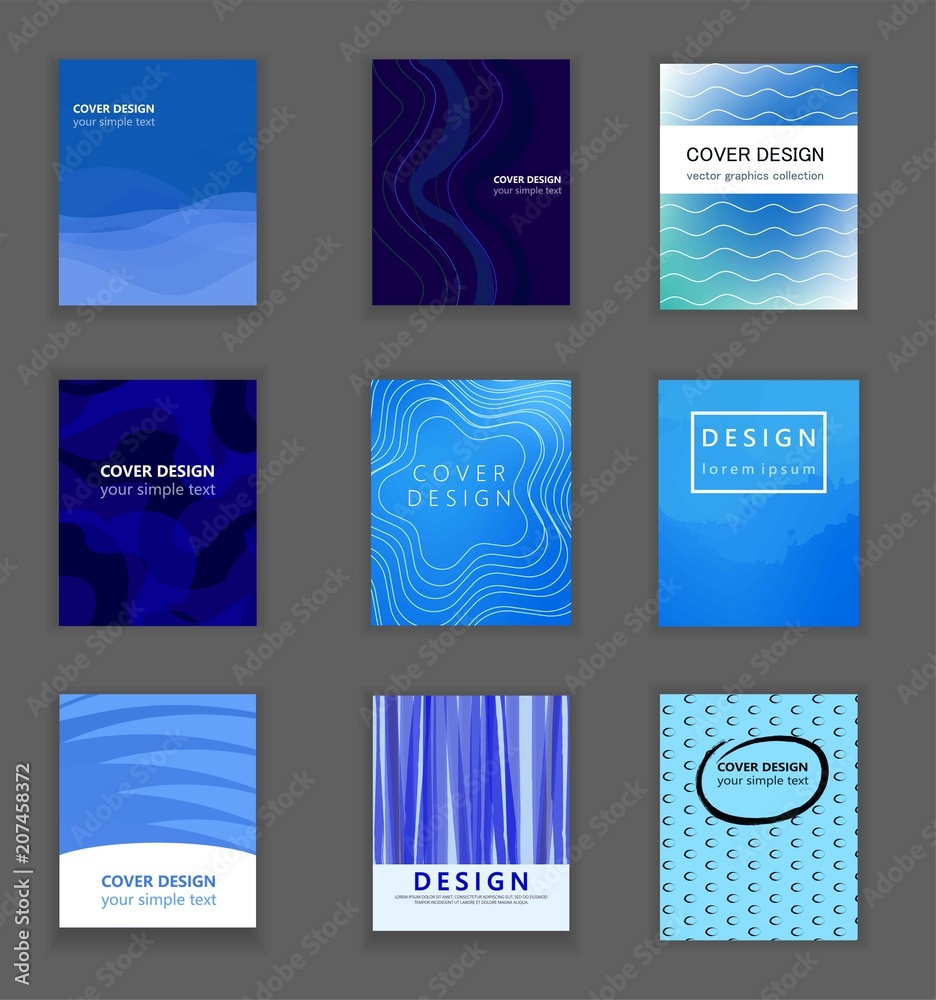Cover design template set with abstract lines modern different color gradient