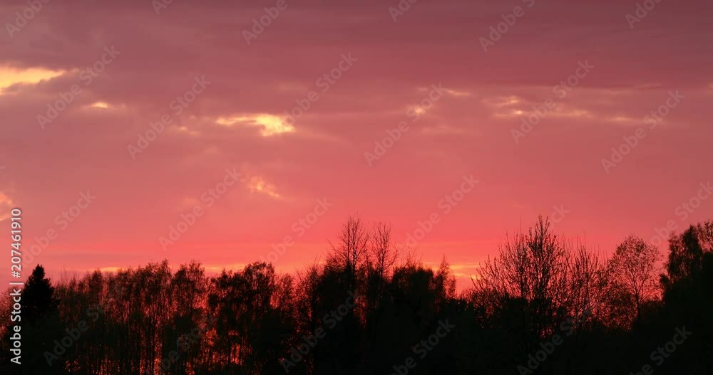 Dramatic red clouds and sunset