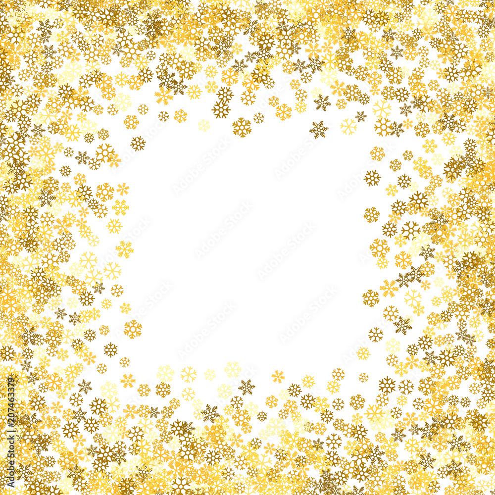 Frame or border of random scatter snowflakes Frame or border of random scatter snowflakes