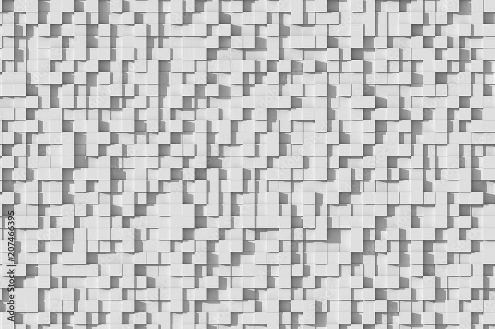 Fototapeta premium Abstract white or gray geometric small cube or box shape background or pattern design in Sun Light .