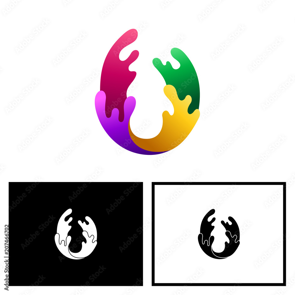 Colorful Letter U Logo With Splash Style Colorful Letter U Logo With Splash Style