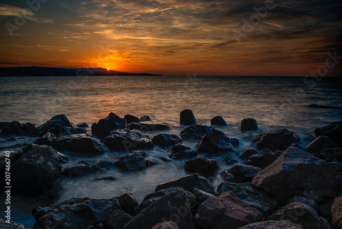 Dramatic sunset on the sea © Baronb