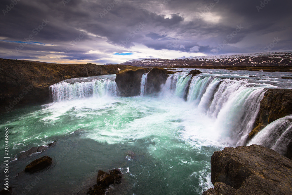 Godafoss - May 07, 2018: Godafoss waterfall, Iceland Godafoss - May 07, 2018: Godafoss waterfall, Iceland