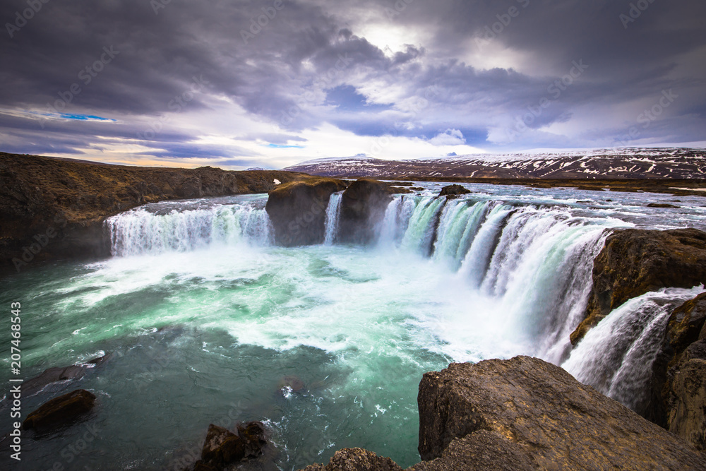 Godafoss - May 07, 2018: Godafoss waterfall, Iceland Godafoss - May 07, 2018: Godafoss waterfall, Iceland