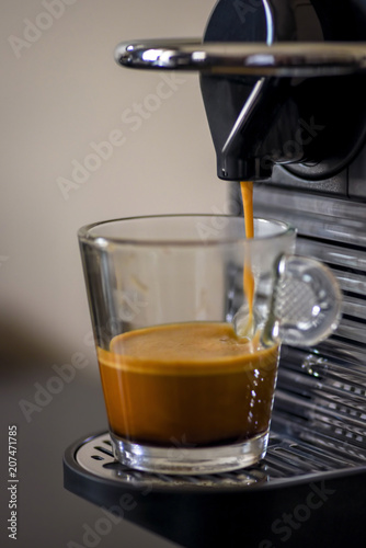 closeup of cappuccino machine