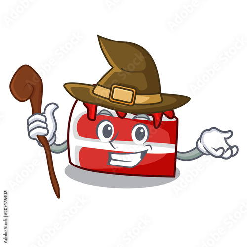 Witch red velvet mascot cartoon