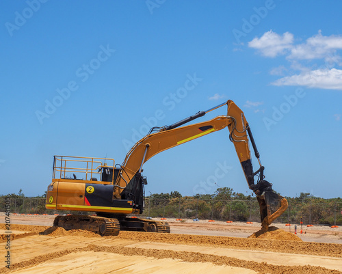Large excavaor working on a construction site