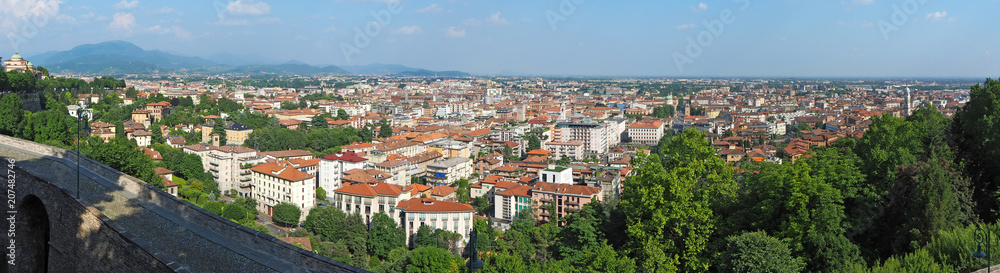 Bergamo, Italy. Landscape at the downtown from the old town located on the top of the hill
