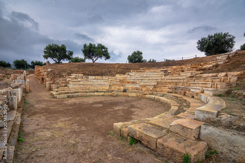 Amphitheater at the ancient city of Aptera, Chania, Crete, Greece