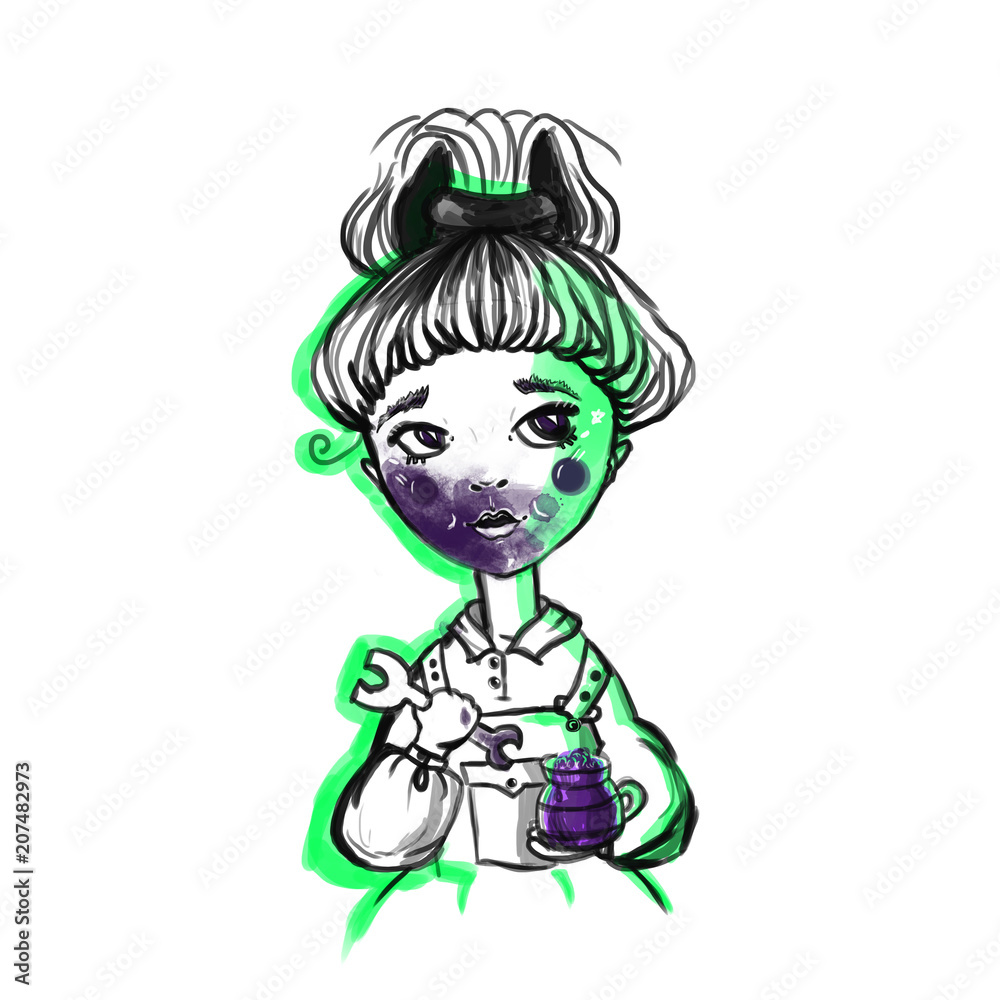 Girl with jam. A cute little girl and the jam. hildren's illusion. Girl with jam. A cute little girl and the jam. hildren's illusion.