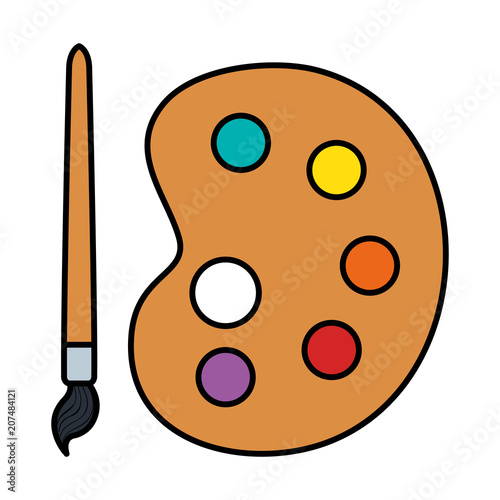 paint colors pallette with brush vector illustration design