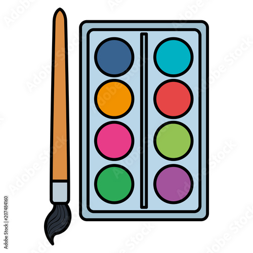 paint colors pallette with brush vector illustration design
