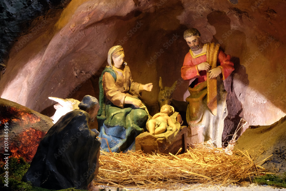 Nativity Scene, Christmas creche in Zagreb cathedral