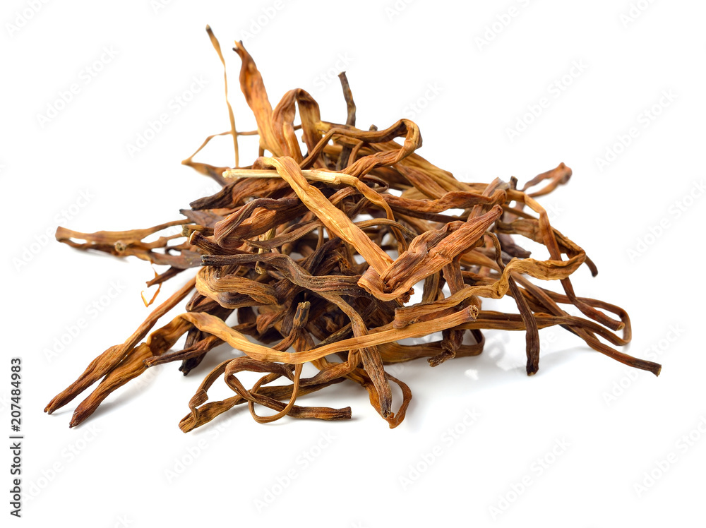 Obraz premium dried day lily on white background.