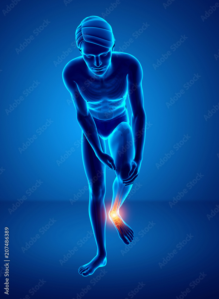 Male foot with ankle pain Male foot with ankle pain