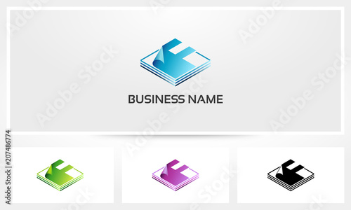 F Letter Pages Sheet Logo