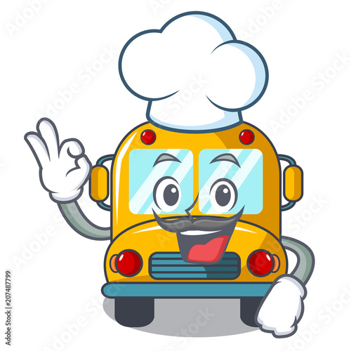 Chef school bus character cartoon