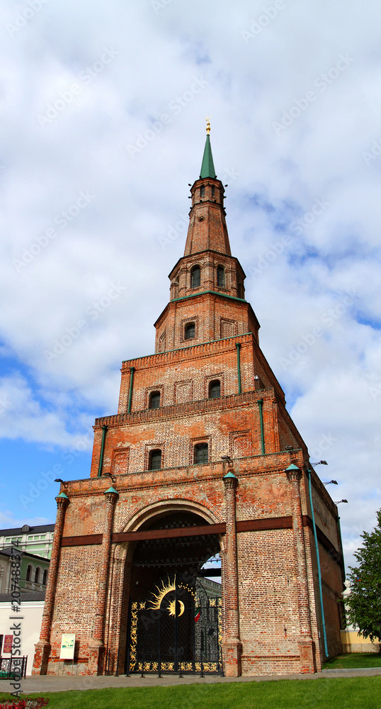 Photo background ancient tower in the Kazan