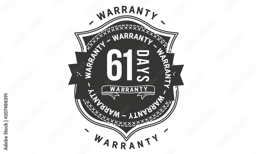 61 days warranty icon vintage rubber stamp guarantee