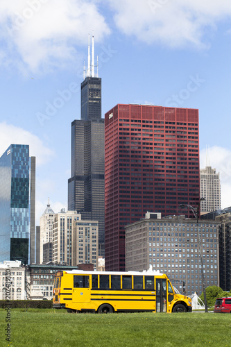 Willis Tower (formely Sears Tower), CNA Center and other Chicago Landmarks. Picture taken from Michigan lake front.
