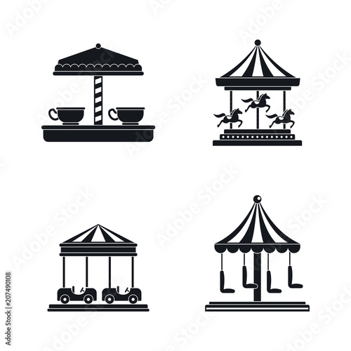 Carousel carnival horse icons set. Simple illustration of 4 carousel carnival horse vector icons for web