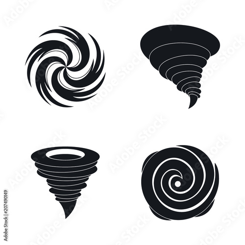 hurricane storm tornado damage icons set. Simple illustration of 4 hurricane storm tornado damage vector icons for web