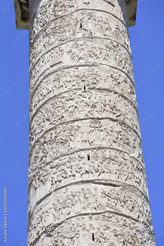 Rome, detail of reliefs of the Trajan column